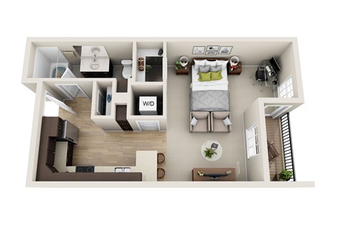 Floor plan for studio, 1 bath, 589 sqft